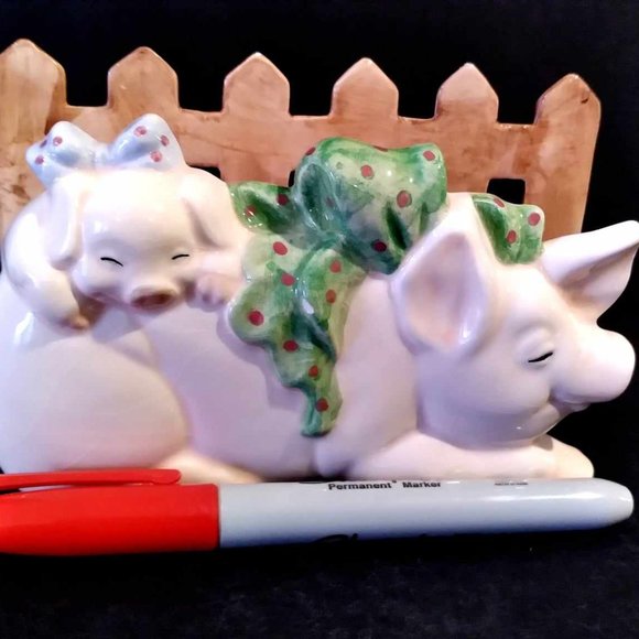 Vintage Ceramic Pigs Farm Animal Napkin Letter Holder - Picture 6 of 6